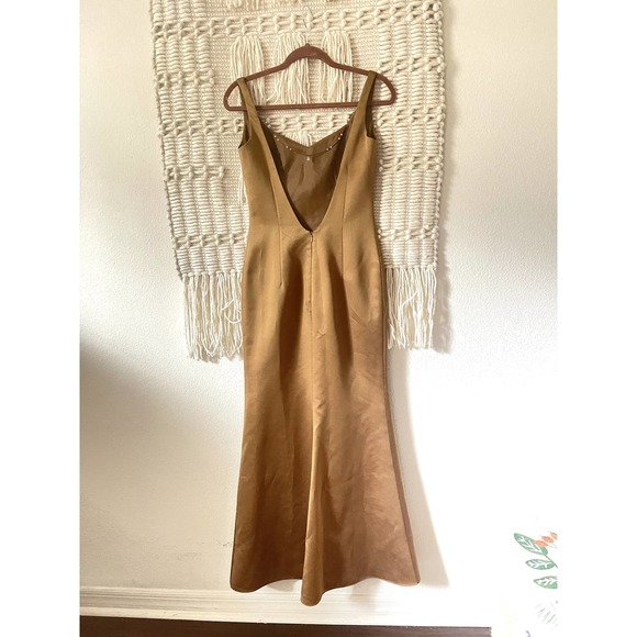 Vintage 90's Early 200's Allen Schwartz Desiree Silk Dress in Bronze - Picture 2 of 9